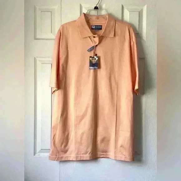 Jos. A Bank Leadbetter Gold NWT peach polo short Shirt SIZE Large - Picture 5 of 10